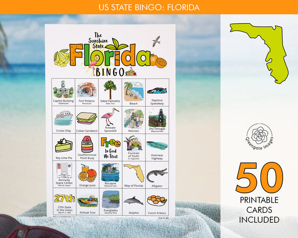 Florida Bingo - Printable Digital Download by Greengate Images