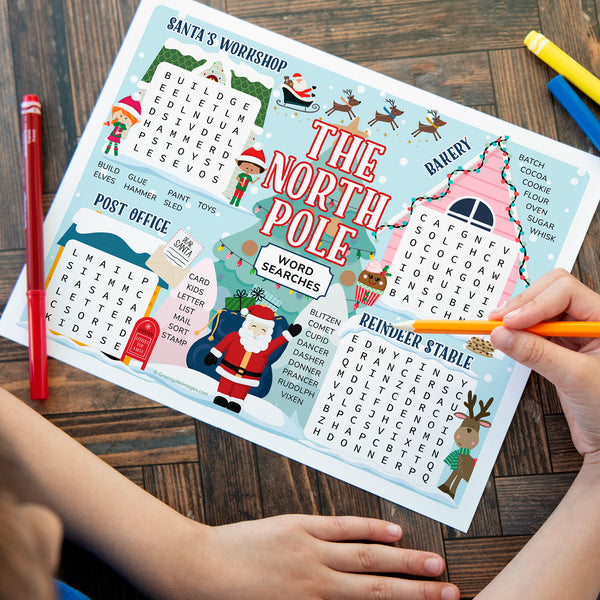 North Pole Word Search - Printable Digital Download by Greengate Images