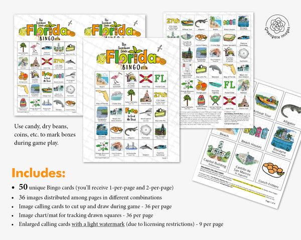 Florida Bingo - Printable Digital Download by Greengate Images