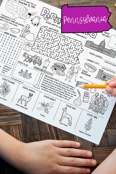 Pennsylvania Activity Page - Printable Digital Download by Greengate Images