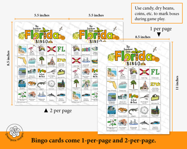 Florida Bingo - Printable Digital Download by Greengate Images