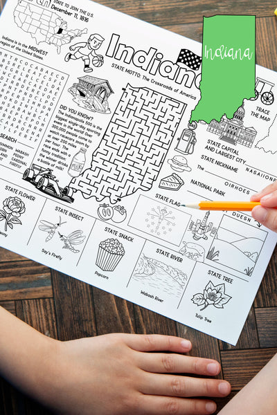 Indiana Activity Page - Printable Digital Download by Greengate Images