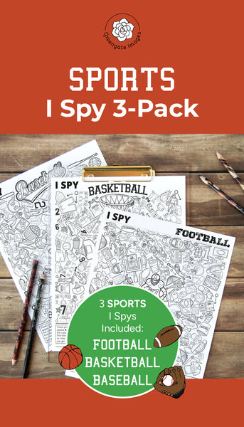 Sports I Spy Bundle - Football, Basketball, Baseball - Printable Digital Download by Greengate Images