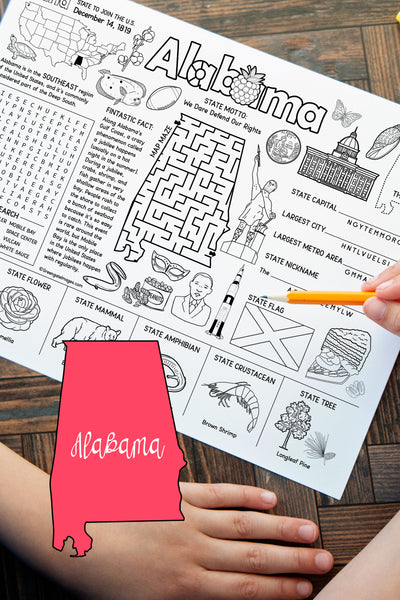 Alabama Activity Page - Printable Digital Download by Greengate Images