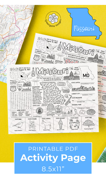 Missouri Activity Page - Printable Digital Download by Greengate Images
