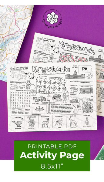 Pennsylvania Activity Page - Printable Digital Download by Greengate Images