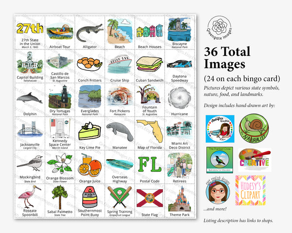 Florida Bingo - Printable Digital Download by Greengate Images