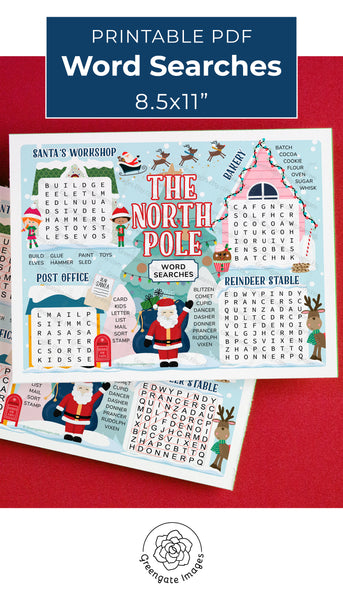 North Pole Word Search - Printable Digital Download by Greengate Images