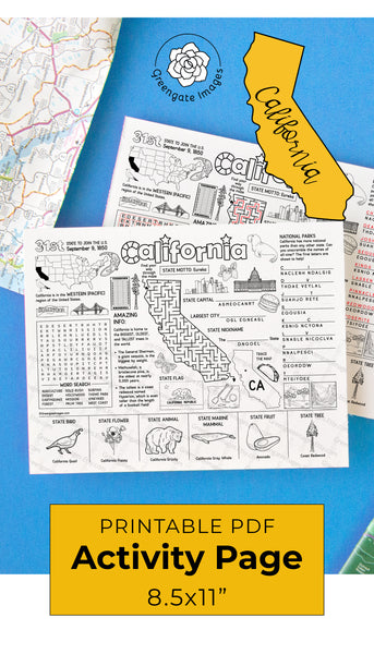 California Activity Page - Printable Digital Download by Greengate Images
