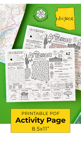 Arizona Activity Page - Printable Digital Download by Greengate Images