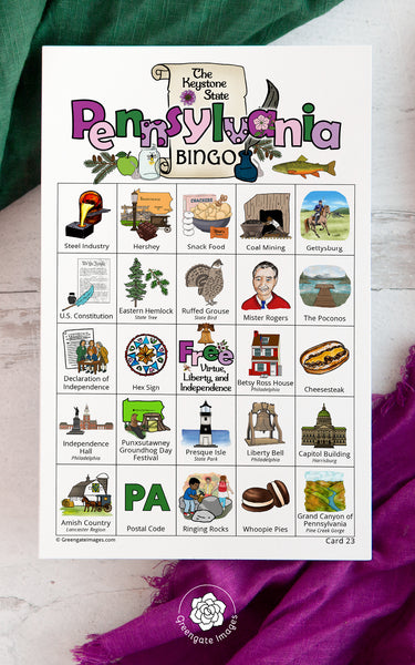 Pennsylvania Bingo Cards - Printable Digital Download by Greengate Images