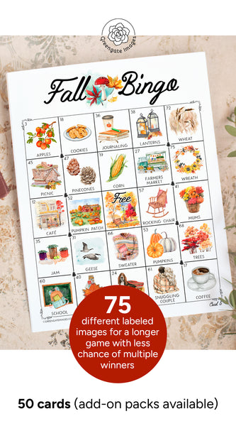 Fall Bingo: 75 IMAGE EDITION - Printable Digital Download by Greengate Images
