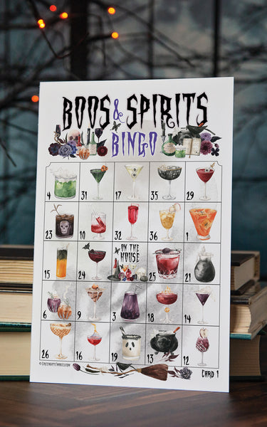 Halloween Cocktail Bingo Game - Boos & Spirits