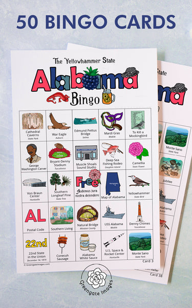 Alabama Bingo Cards - Printable Digital Download by Greengate Images