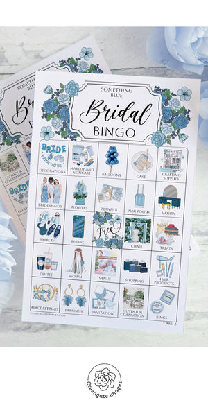 Dusty Blue Bridal Bingo Cards - Printable Digital Download by Greengate Images