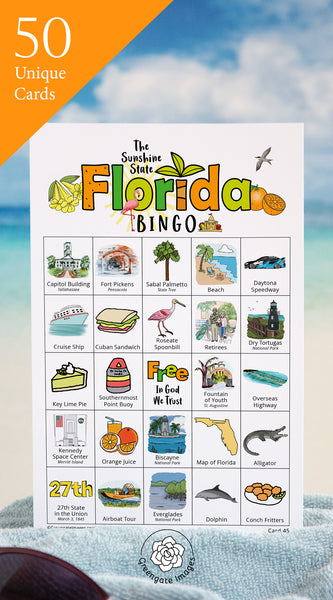 Florida Bingo - Printable Digital Download by Greengate Images