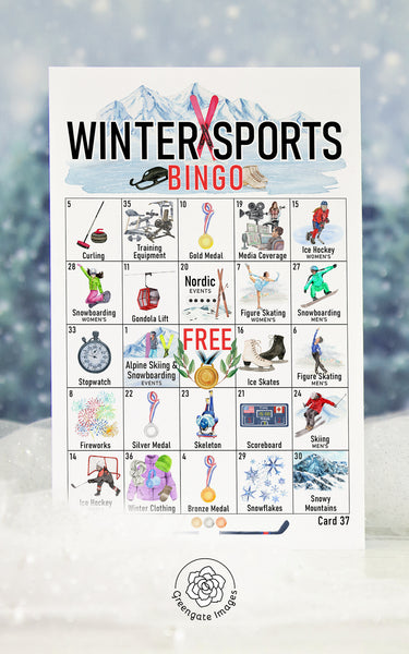 Winter Sports Bingo - Printable Digital Download by Greengate Images
