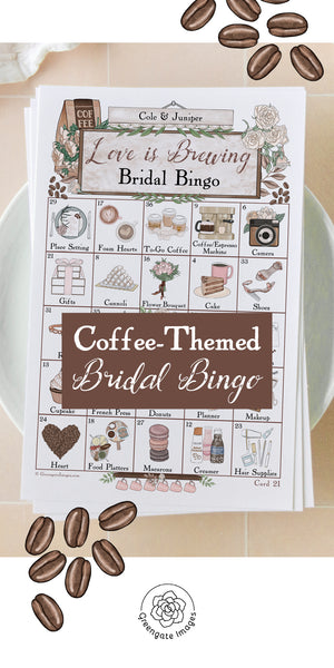 Coffee Bridal Shower Bingo Cards - Printable Digital Download by Greengate Images