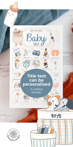 Blue & Orange Baby Bingo - Personalizable - Greengate Images