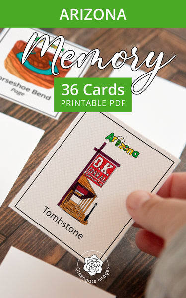 Arizona Memory Game - Printable Digital Download by Greengate Images