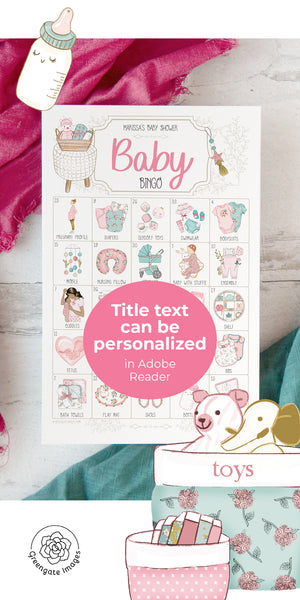 Pink & Aqua Baby Girl Bingo - Personalizable