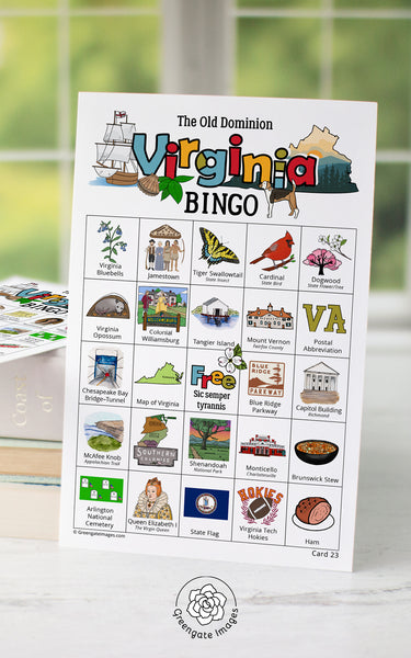 Virginia Bingo Cards - Printable Digital Download by Greengate Images