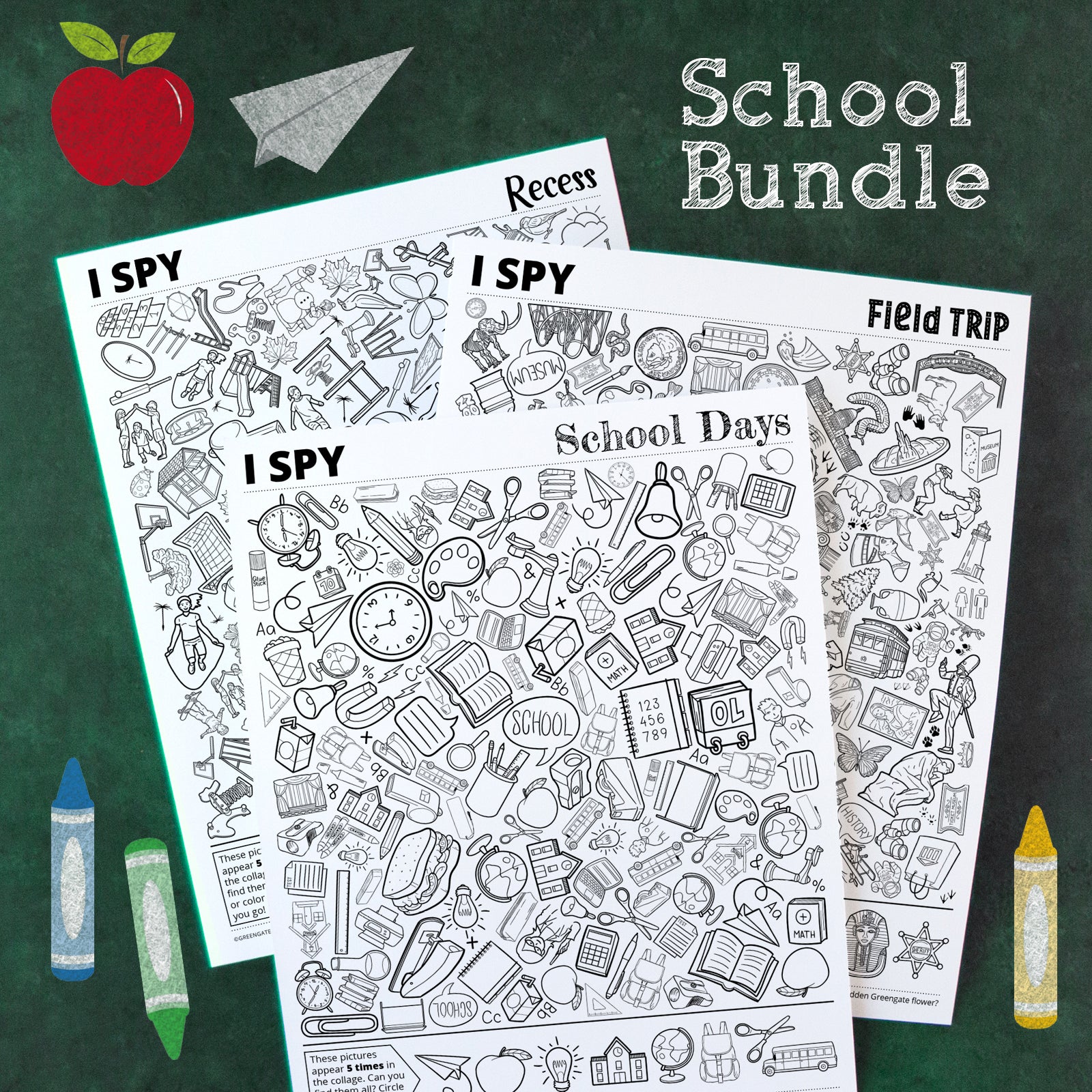 School I Spy Bundle - Printable Digital Download by Greengate Images