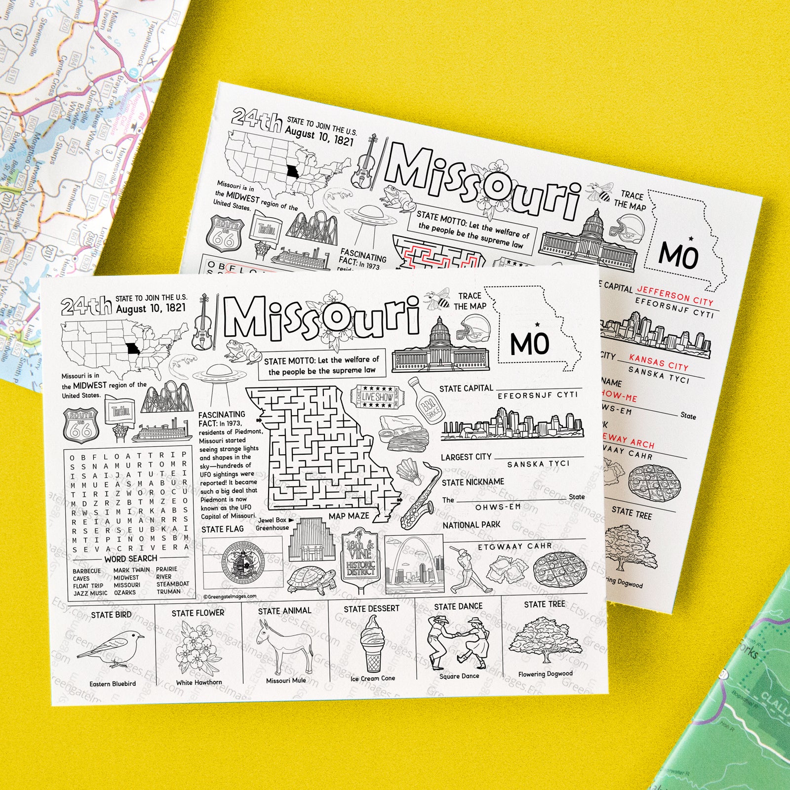 Missouri Activity Page - Printable Digital Download by Greengate Images