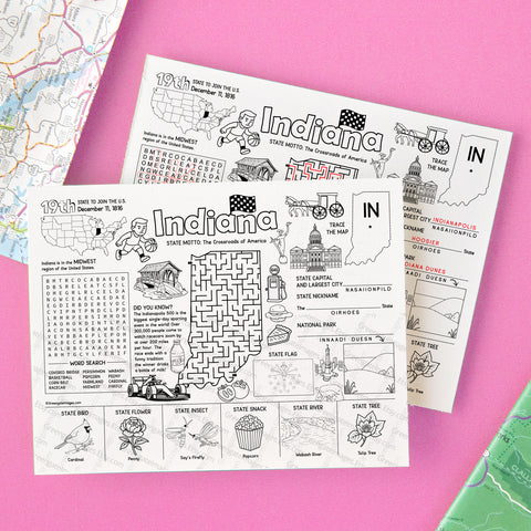 Indiana Activity Page - Printable Digital Download by Greengate Images