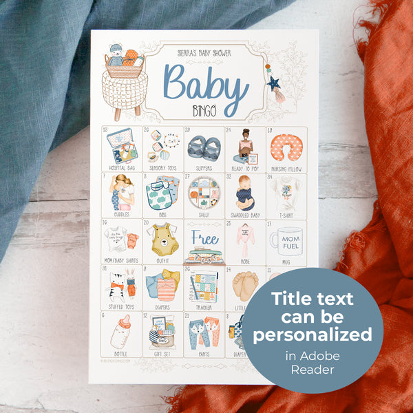 Blue & Orange Baby Bingo - Personalizable - Greengate Images