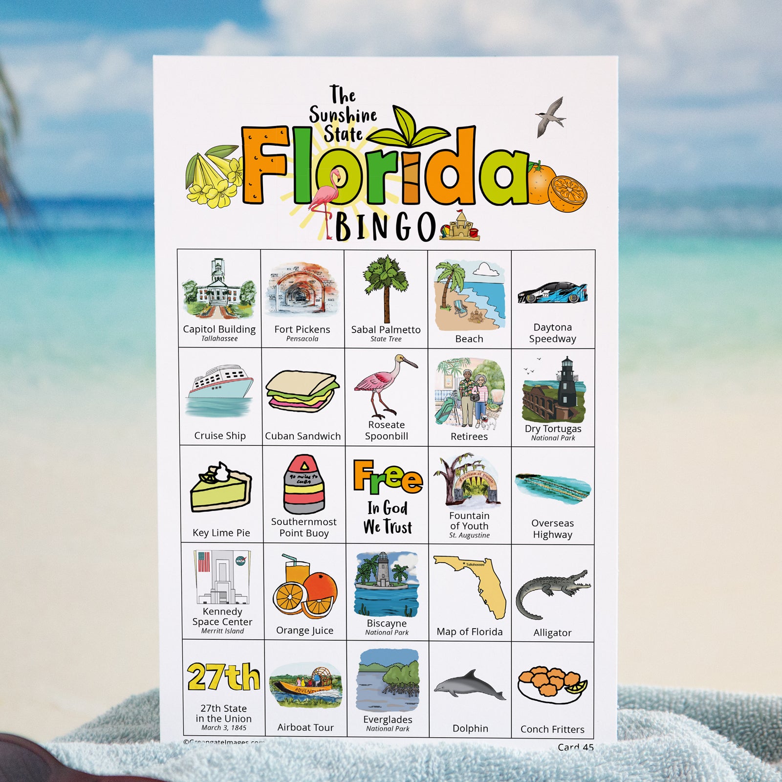 Florida Bingo - Printable Digital Download by Greengate Images