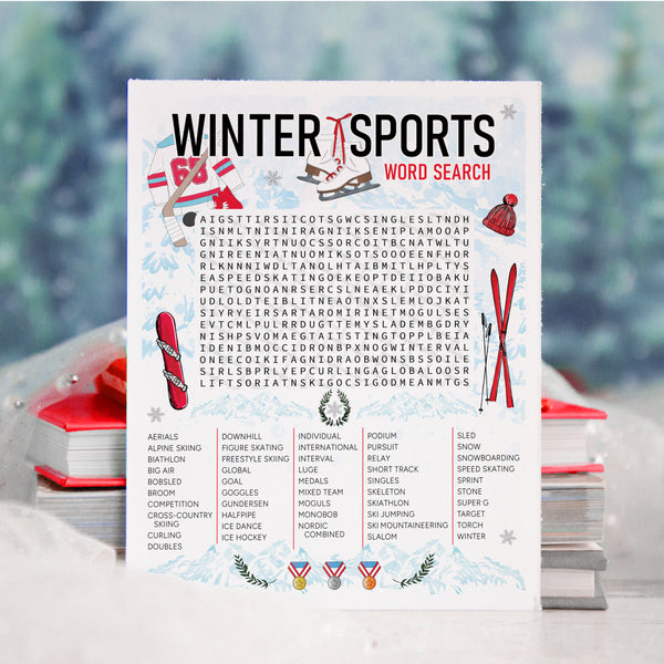 Winter Sports Word Search - Printable Digital Download by Greengate Images