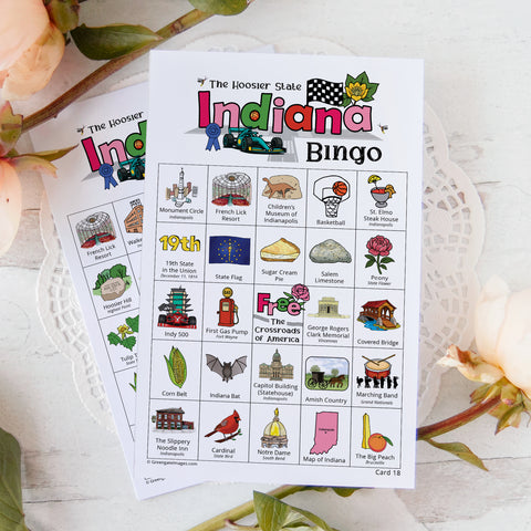 Indiana Bingo Cards - Printable Digital Download by Greengate Images