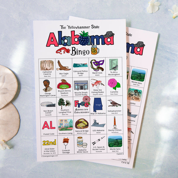 Alabama Bingo Cards - Printable Digital Download by Greengate Images
