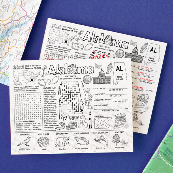 Alabama Activity Page - Printable Digital Download by Greengate Images
