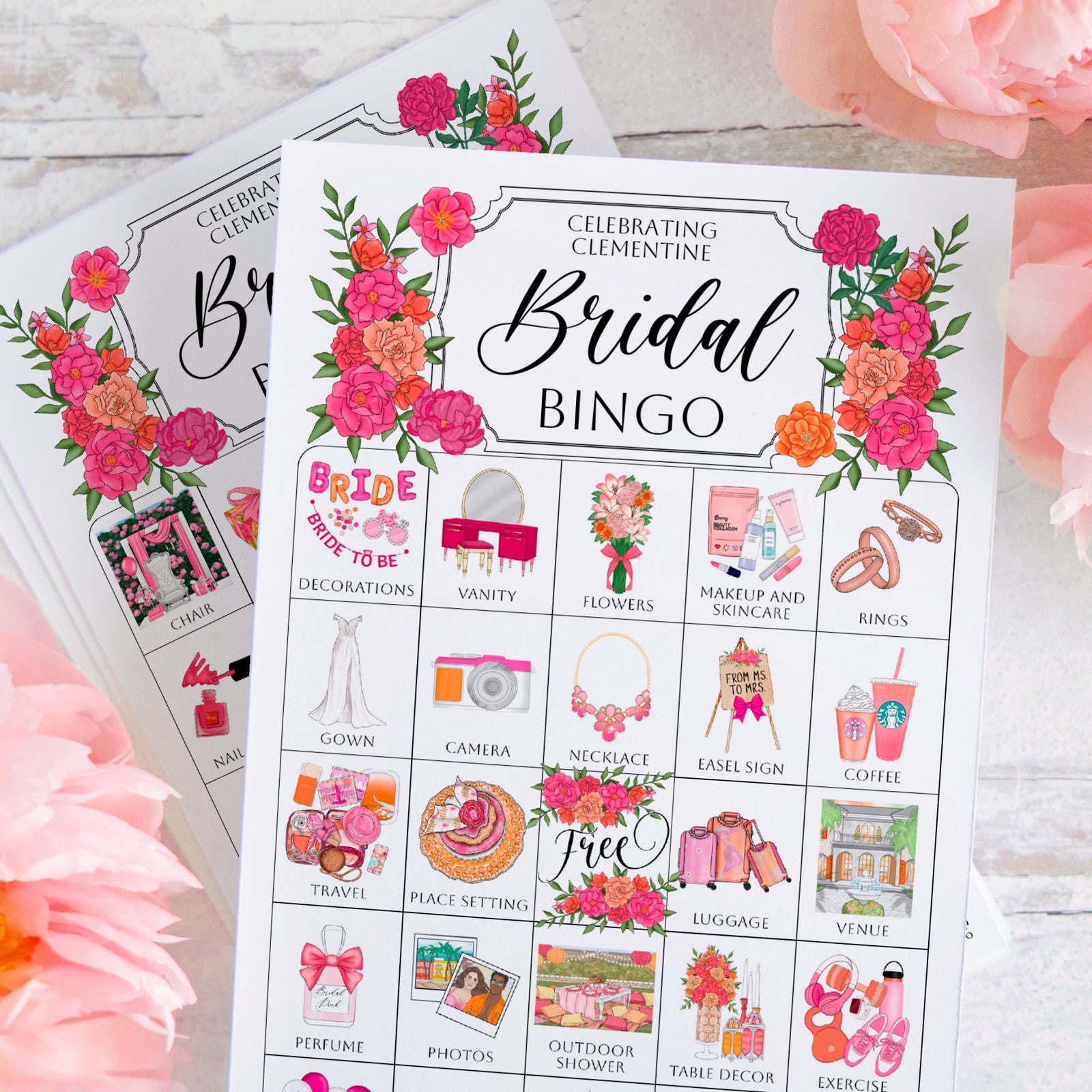 hot-pink-orange-bridal-bingo-cards-greengate-images for Free Printable Bridal Shower Cards Hot Pink + Orange Bridal Bingo Cards – Greengate Images for Free Printable Bridal Shower Cards
