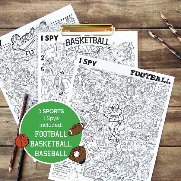 Sports I Spy Bundle - Football, Basketball, Baseball - Printable Digital Download by Greengate Images