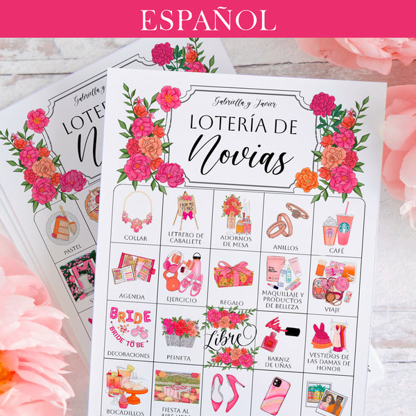 Hot Pink + Orange Lotería para Despedida de Soltera - Printable Digital Download by Greengate Images