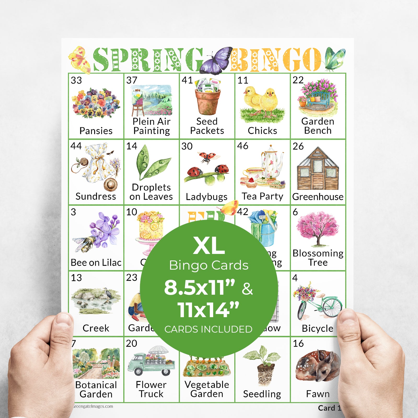 LARGE PRINT Spring Bingo - Printable Digital Download by Greengate Images