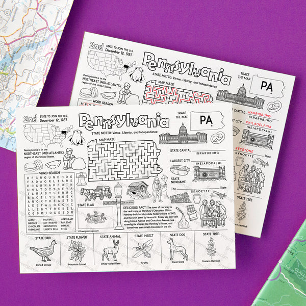 Pennsylvania Activity Page - Printable Digital Download by Greengate Images