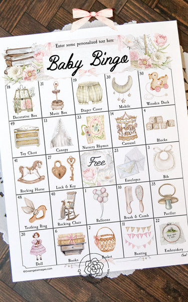 Heirloom Baby Shower Bingo