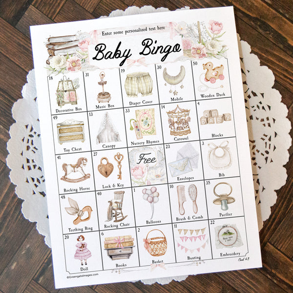 Heirloom Baby Shower Bingo