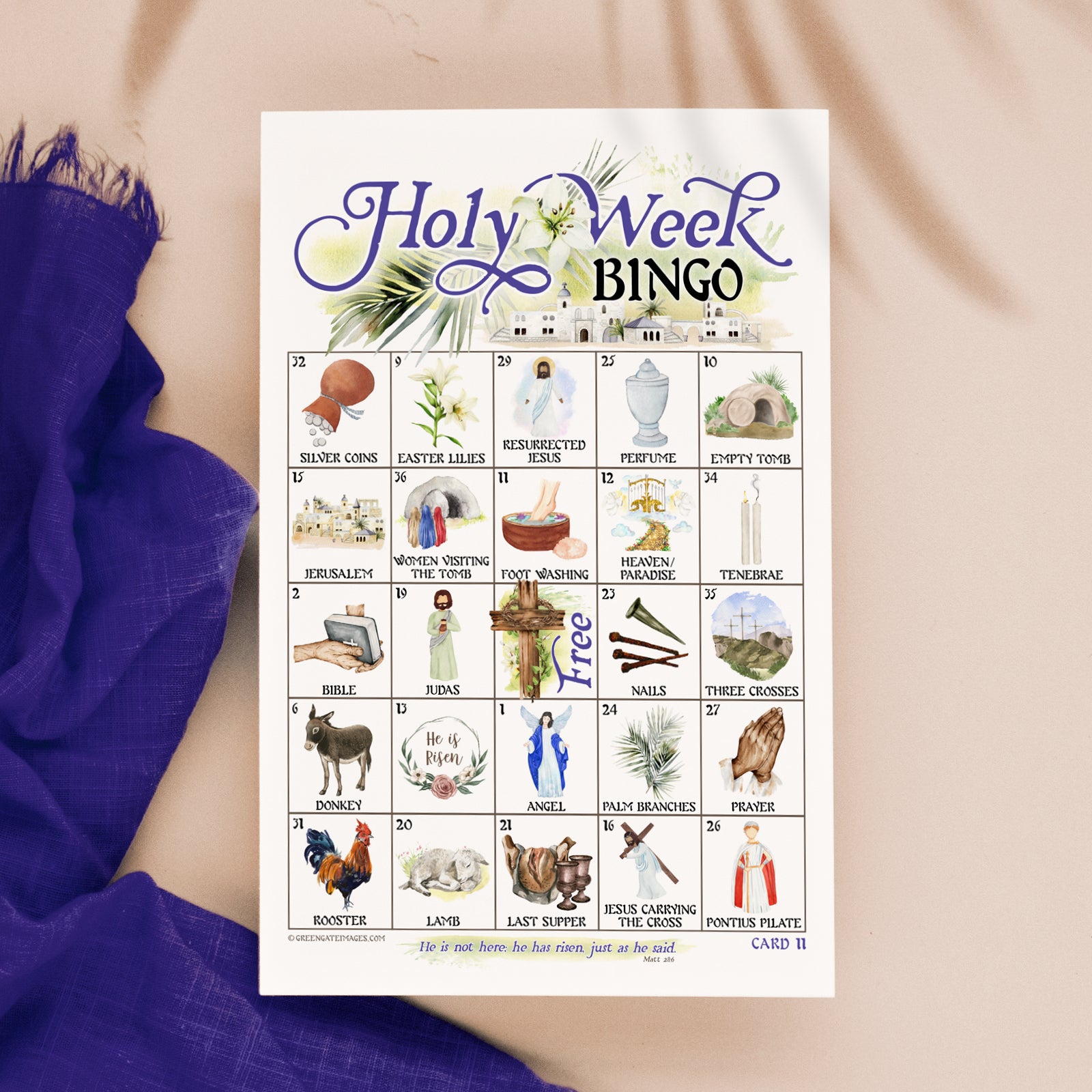 Holy Week Bingo - Printable Digital Download by Greengate Images