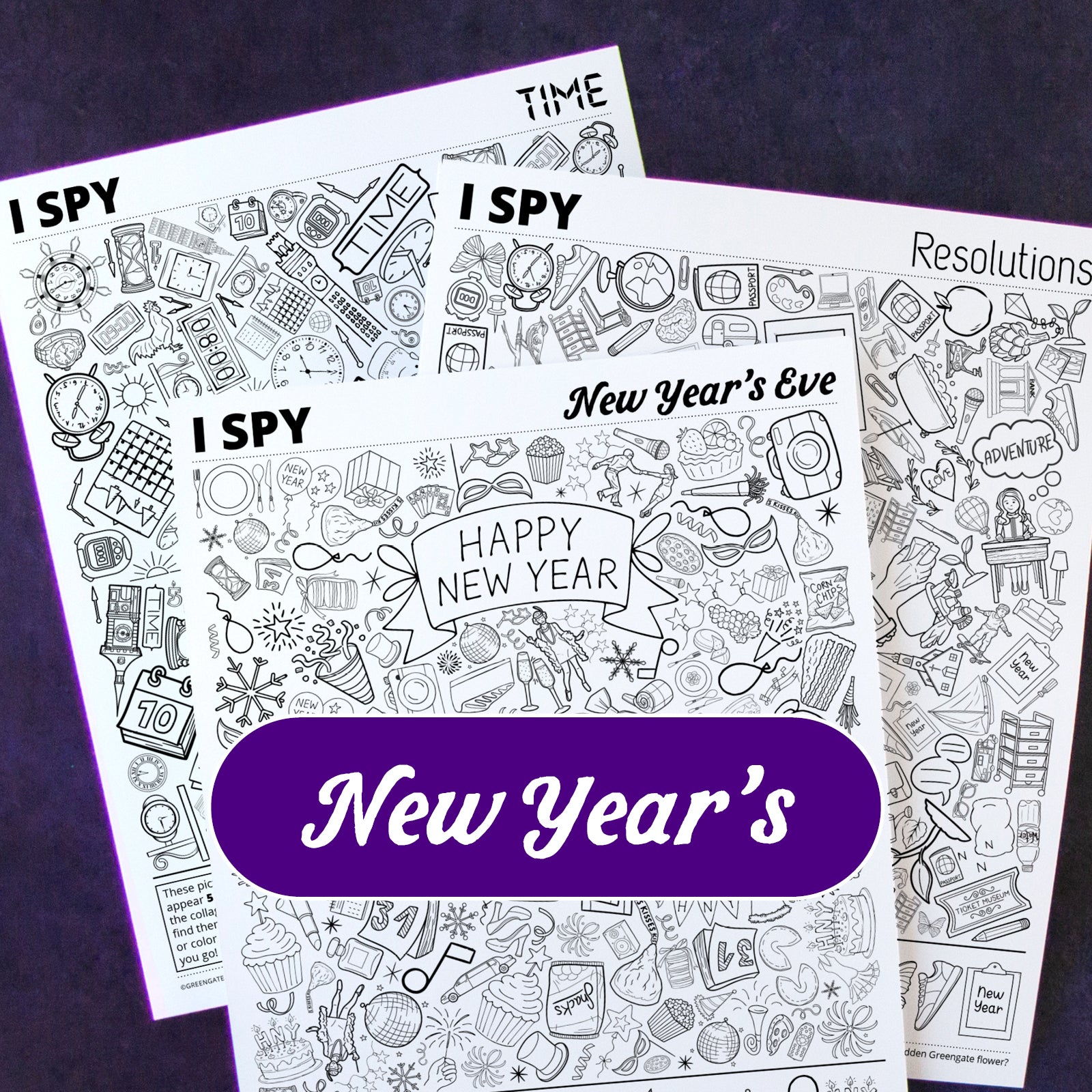 New Year's I Spy Bundle - Printable Digital Download by Greengate Images