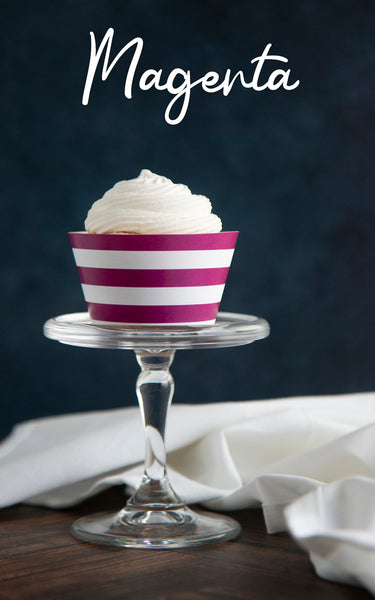 Magenta Striped Printable Cupcake Wrapper - Printable Digital Download by Greengate Images