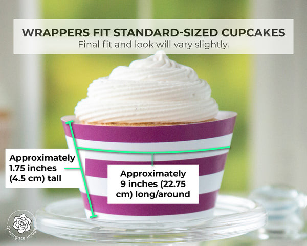 Magenta Striped Printable Cupcake Wrapper - Printable Digital Download by Greengate Images