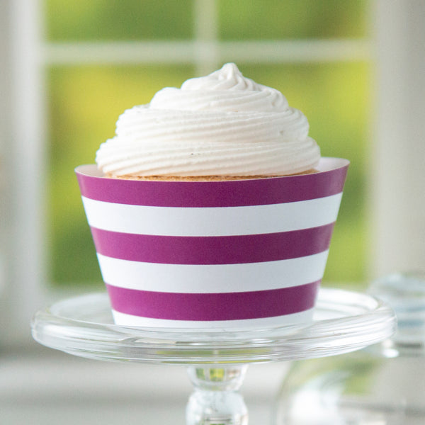 Magenta Striped Printable Cupcake Wrapper - Printable Digital Download by Greengate Images