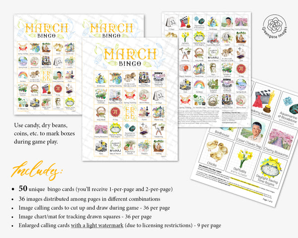 March Bingo - Printable Digital Download by Greengate Images