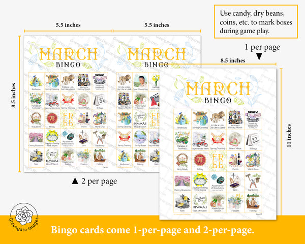 March Bingo - Printable Digital Download by Greengate Images