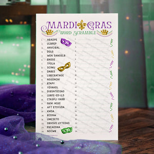 Mardi Gras Word Scramble Game - Printable Digital Download by Greengate Images